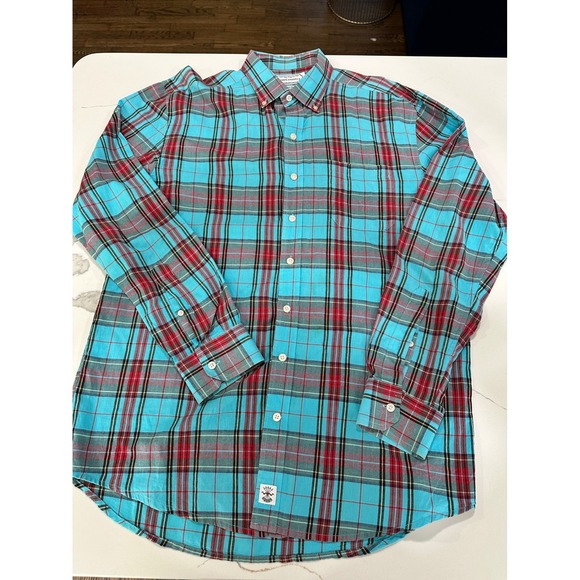 LowCountry Indian Madras Plaid Button Down Long Sleeve Shirt Mens L - Picture 1 of 5